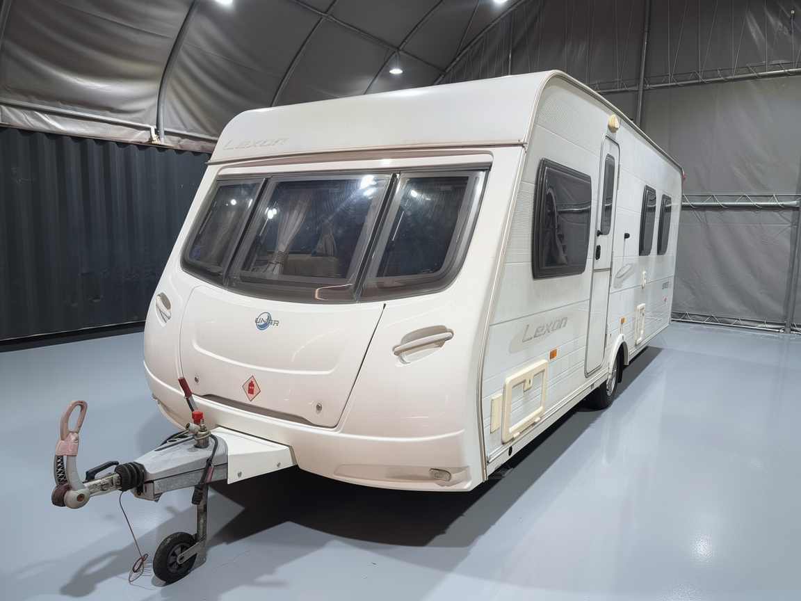 Used Caravan For Sale Manchester- Lunar Lexon 4 berth Fixed Island Bed Caravan